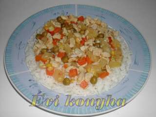 Ananánosz-zöldséges csirkemell rizzsel
