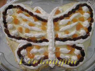 Oroszkrém torta - pillangó alakú